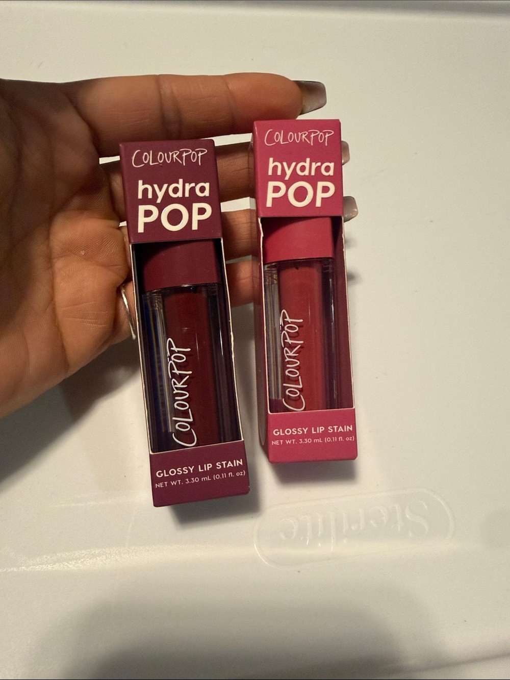 Two ColourPop Hydra POP Glossy Lip Stain - juice box & blueberry marg